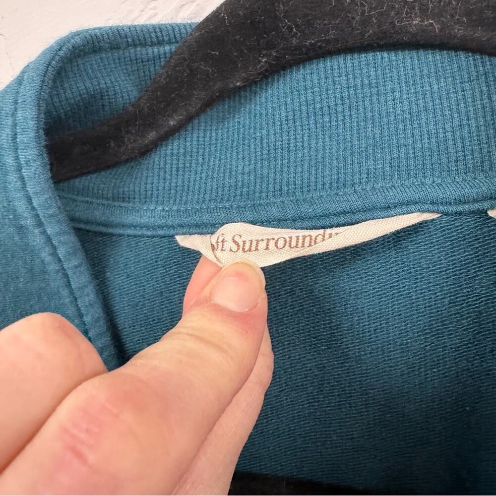 Soft Surroundings Teal Blue Snap Henley Tunic Top Long Sleeve Sweater Womens M - Picture 2 of 12